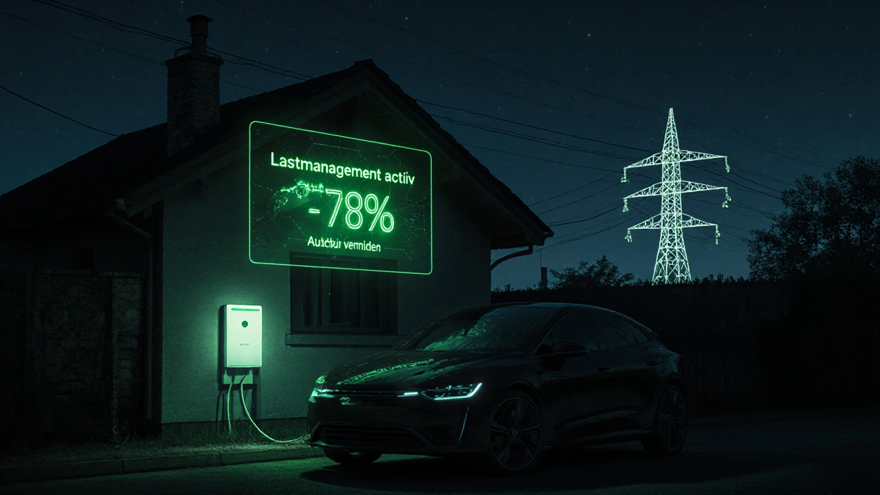 Holografische Anzeige eines intelligenten Lastmanagementsystems, das den Ausbau des Hausanschlusses vermeidet.