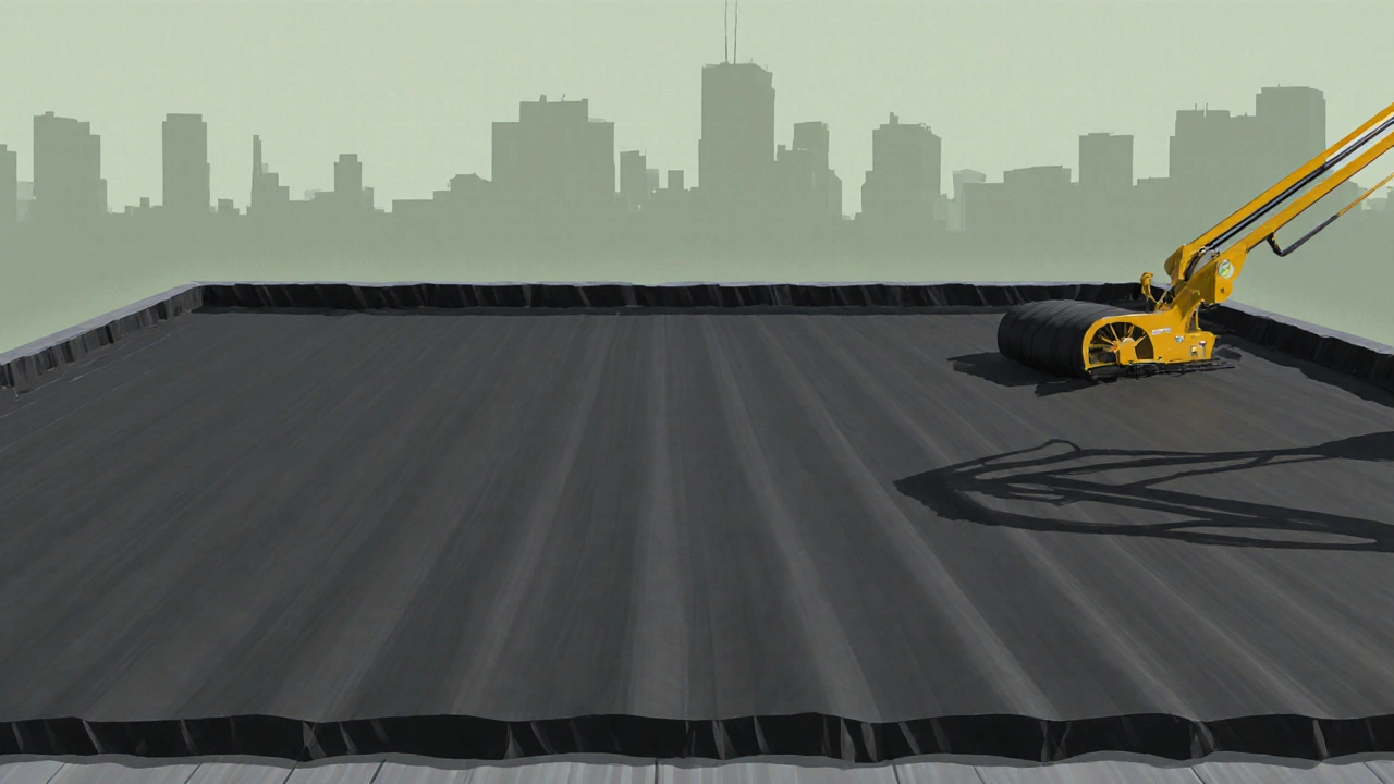 Modernes EPDM-Dach mit nahtloser Membran auf großem Flachdach