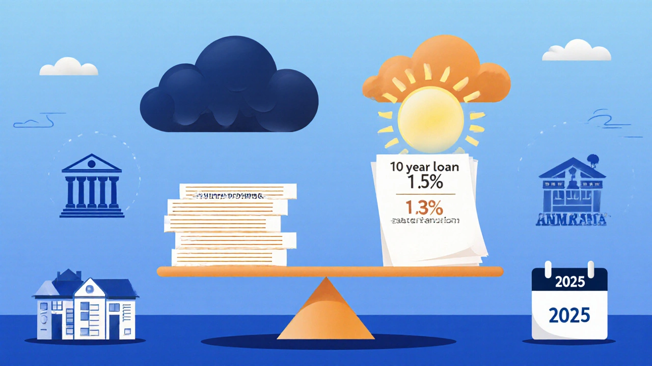 Waage zwischen hoher Schuldenlast und sicheren Anschlussfinanzierung mit langer Zinsbindung.