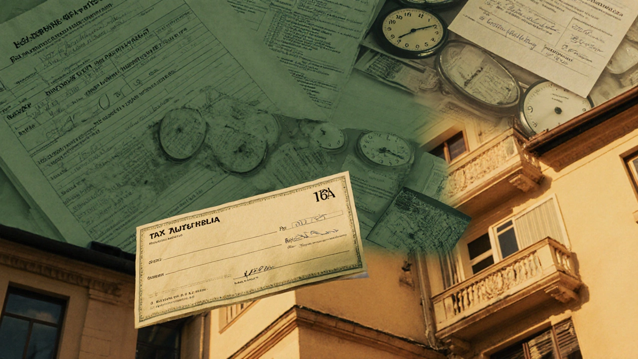 Zeitline der Denkmal-AfA: von Antrag bis Steuerrückerstattung mit restauriertem Gebäude.