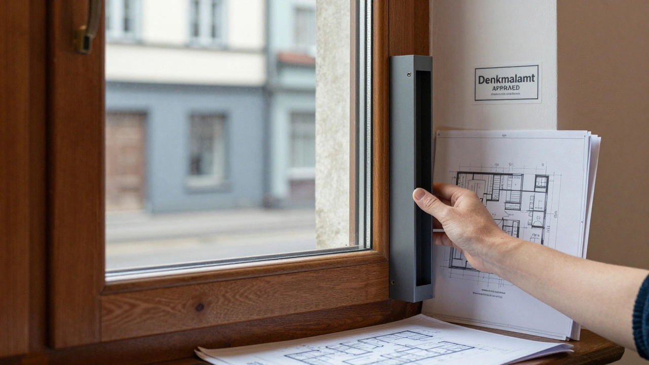 Moderne Dreifachverglasung in historischem Fensterrahmen, von außen unsichtbar.