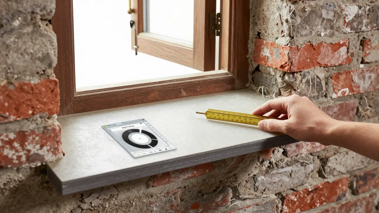 Hand legt mineralische Dämmung an eine alte Mauer, mit Lüftungssystem und Messgerät im Hintergrund.