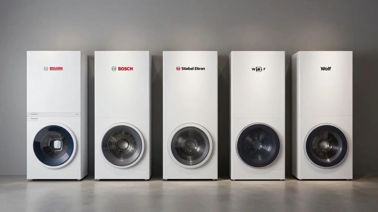Fünf führende Heizungssysteme von Viessmann, Vaillant, Bosch, Stiebel Eltron und Wolf im Vergleich.