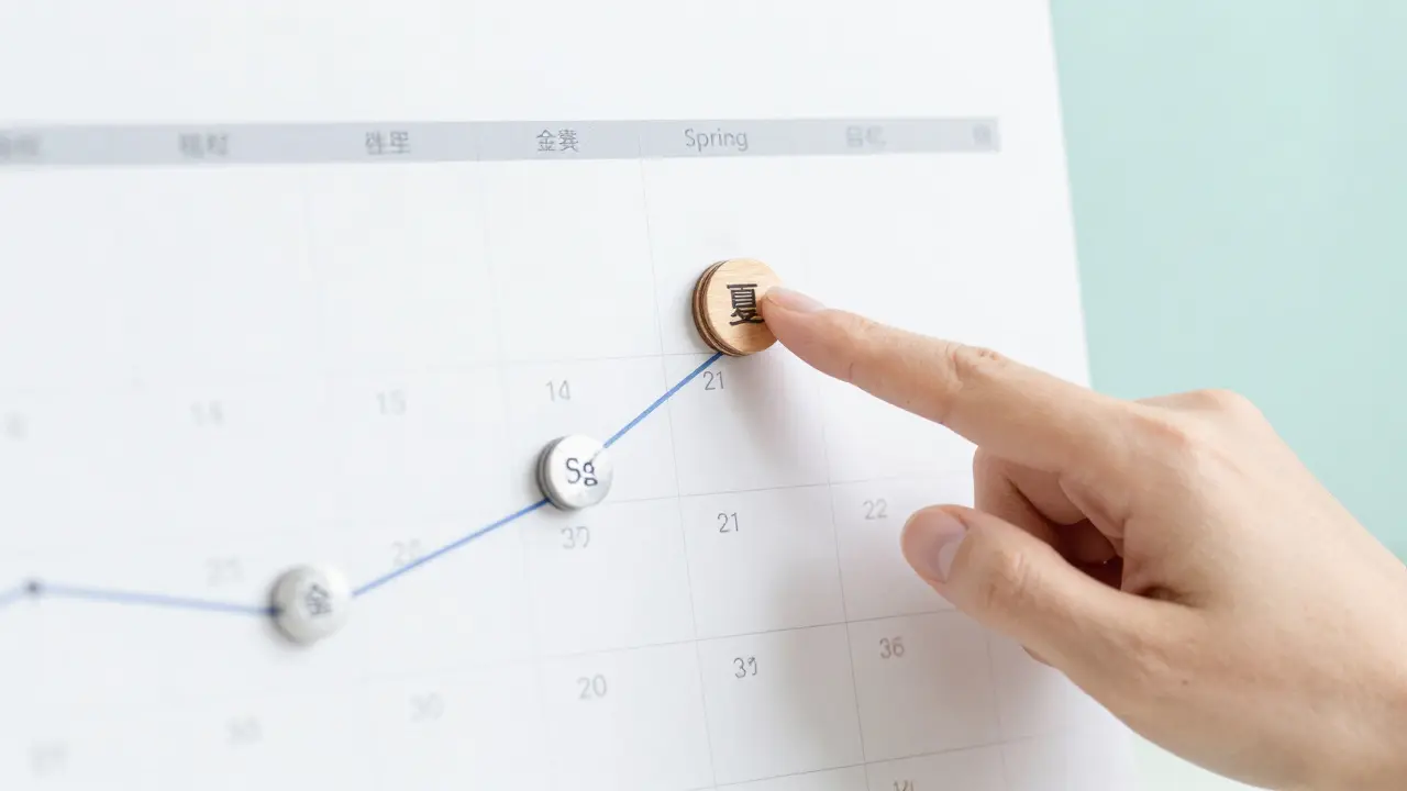 Saisonaler Kalender zeigt Materialpreistrends für Renovierung.