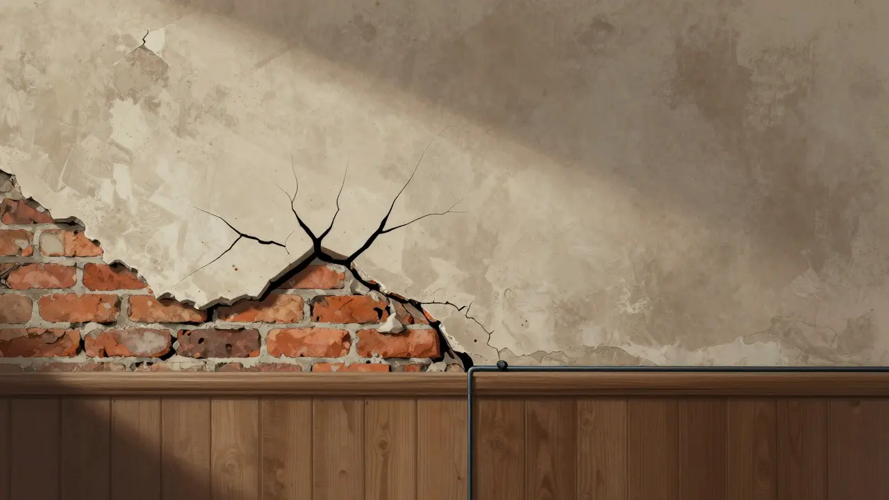 Schnittansicht: links zerstörerischer Schlitz in der Wand, rechts schonende Oberflächenmontage mit intakter Substanz darunter.