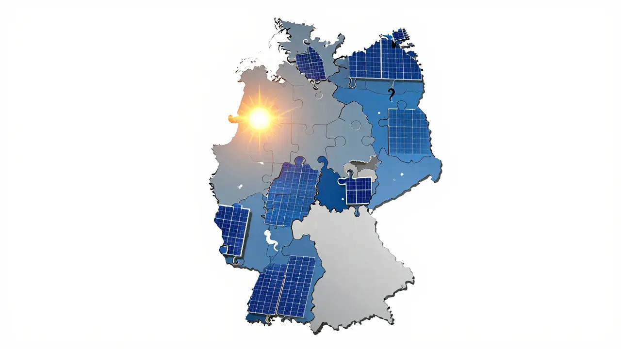 Abstrakte Darstellung der unterschiedlichen Solargesetze in deutschen Bundesländern