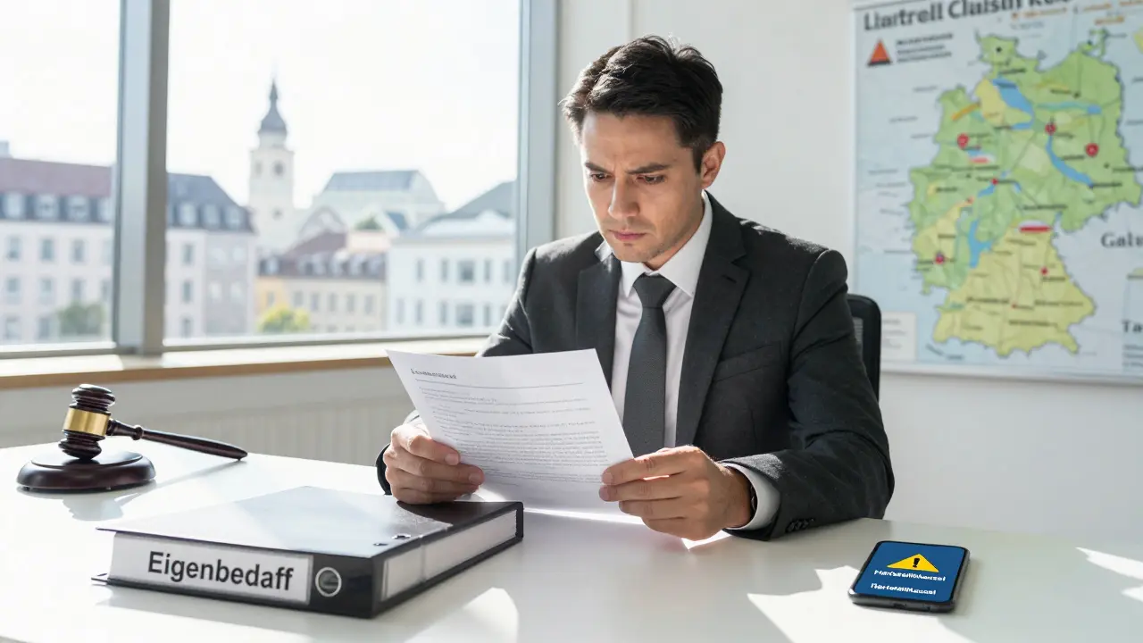 Anwalt prüft Unterlagen zur Eigenbedarfskündigung