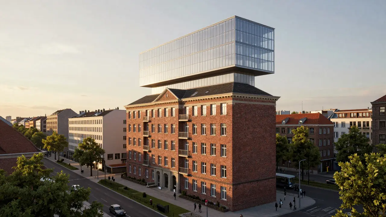 Vertikale Aufstockung eines bestehenden Gebäudes zur nachhaltigen Stadtentwicklung