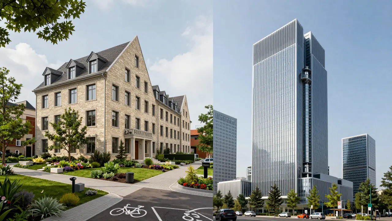 Konzeptioneller Vergleich europäischer und nordamerikanischer Architekturstile