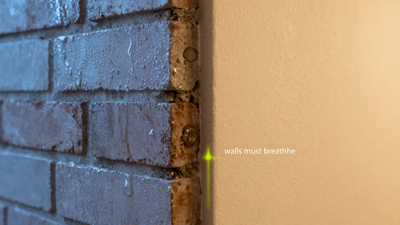 Vergleich kalter schimmeliger Wand und warmer Dämmung